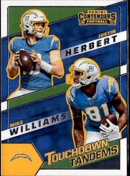 2022 Justin Herbert, Mike Williams #TDT-LAC Contenders Touchdown Tandems