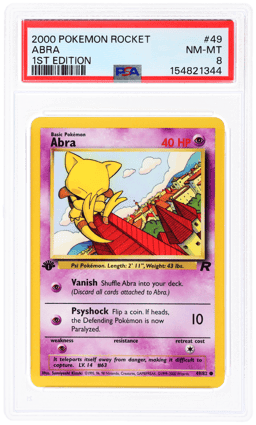 2000 Pokemon Team Rocket 1st Edition Abra #49 PSA 8