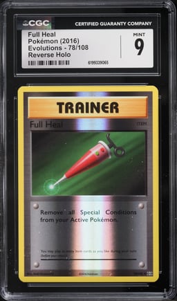 2016 Pokemon XY Evolutions Reverse Holo Full Heal #78 CGC 9 MINT
