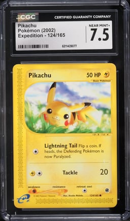 2002 Pokemon Expedition Pikachu #124 CGC 7.5 NRMT+