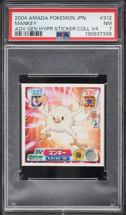 2004 Pokemon Japanese Amada Advanced Generation Hyper Sticker Volume 4 Mankey #312 PSA 7 NRMT
