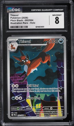 2026 Pokemon Mega Evolution Pitch Black IR Thievul #92 CGC 8 NM-MT