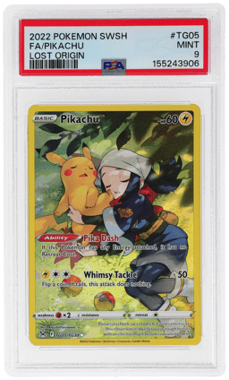 2022 Pokemon Sword and Shield Lost Origin Pikachu #TG05 PSA 9