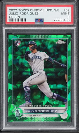 2022 Topps Chrome Update Sapphire Green Julio Rodriguez ROOKIE /75 #US62 PSA 9 MINT