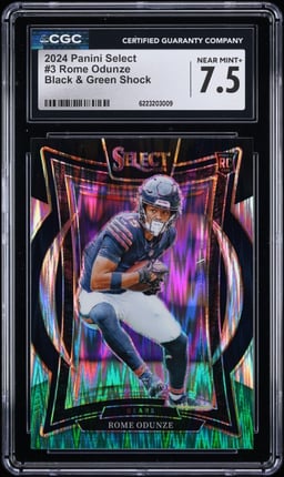 2024 Select Concourse Prizm Black & Green Shock Rome Odunze ROOKIE #3 CGC 7.5 NRMT+