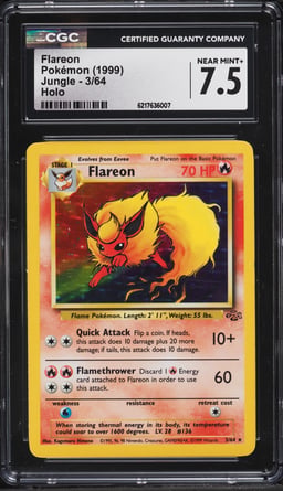 1999 Pokemon Jungle Holo Flareon #3 CGC 7.5 NRMT+
