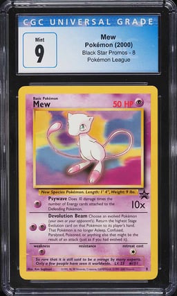 2000 Pokemon League Black Star Promo Mew #8 CGC 9 MINT