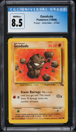 1999 Pokemon Fossil Geodude #47 CGC 8.5 NM-MT+