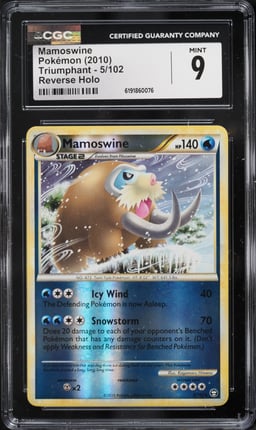 2010 Pokemon HeartGold & SoulSilver Triumphant Reverse Holo Mamoswine #5 CGC 9 MINT