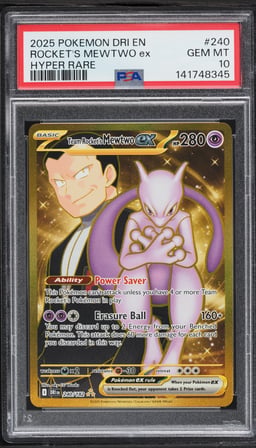 2025 Pokemon Scarlet & Violet Destined Rivals Gold Rare Team Rocket's Mewtwo ex #240 PSA 10 GEM