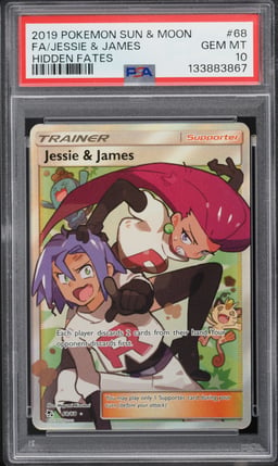 2019 Pokemon Sun & Moon Hidden Fates Full Art Jessie & James #68 PSA 10 GEM MINT