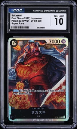 2022 One Piece Japanese Paramount War SR Sakazuki #OP02-099 CGC 10 GEM MINT