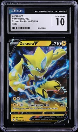 2023 Pokemon Sword & Shield Crown Zenith Holo Zeraora V #53 CGC 10 GEM MINT
