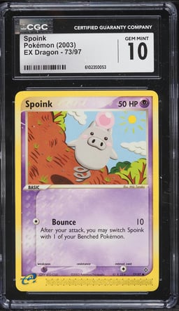 2003 Pokemon EX Dragon Spoink #73 CGC 10 GEM MINT