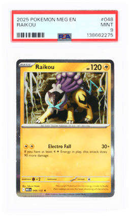 2025 Pokemon Mega Evolution Raikou #048 PSA 9