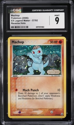 2006 Pokemon EX Legend Maker Reverse Holo Machop #57 CGC 9 MINT