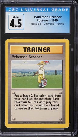 1999 Pokemon Base Set Pokemon Breeder #76 CGC 4.5 VGEX+