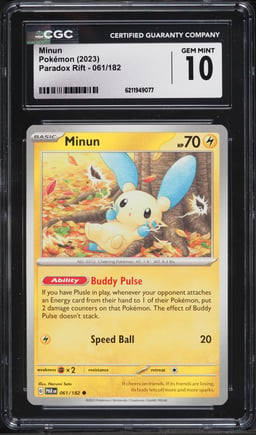 2023 Pokemon Scarlet & Violet Paradox Rift Minun #61 CGC 10 GEM MINT