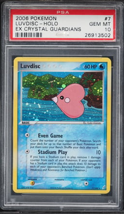 2006 Pokemon EX Crystal Guardians Holo Luvdisc #7 PSA 10 GEM MINT