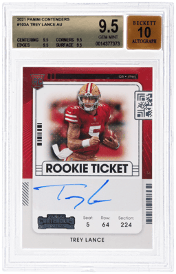 2021 Panini Contenders Rookie Ticket Autograph Trey Lance #103A BGS 9.5