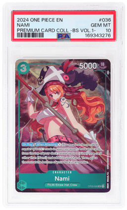 2024 One Piece Premium Collection Best Selection Volume 1 Alternate Art Nami #OP02-036 PSA 10