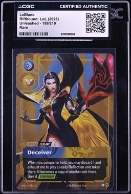 2026 Riftbound League Of Legends LoL Unleashed LeBlanc #199 CGC AUTH