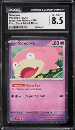 2026 Pokemon Mega Evolution Black Star Promo Pitch Black 1-Pack Blister Slowpoke #086 CGC 8.5