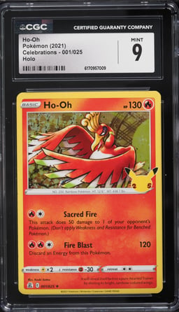 2021 Pokemon Sword & Shield Celebrations Holo Ho-Oh #1 CGC 9 MINT