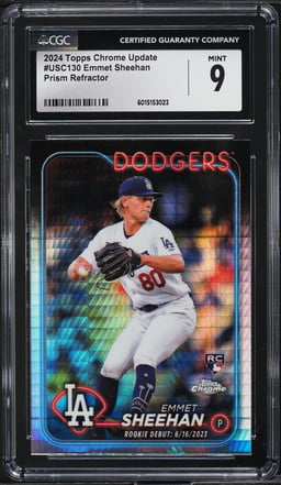 2024 Topps Chrome Update Prism Refractor Emmet Sheehan ROOKIE #USC130 CGC 9 MINT