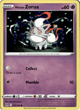 2022 Hisuian Zorua #75 Lost Origin