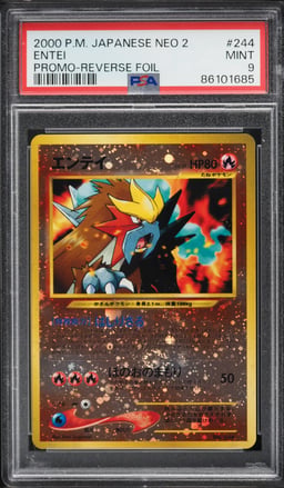 2000 Pokemon Japanese Crossing The Ruins Promo Reverse Holo Entei #244 PSA 9 MINT