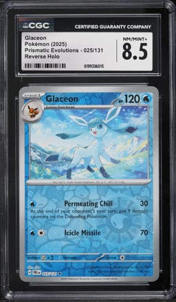 2025 Pokemon Scarlet & Violet Prismatic Evolutions Reverse Holo Glaceon #25 CGC 8.5 NM-MT+