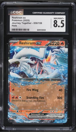 2025 Pokemon Scarlet & Violet Journey Together Holo Reshiram ex #30 CGC 8.5 NM-MT+