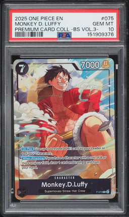 2025 One Piece Premium Card Coll. Best Selection Vol. 3 Alt Art Monkey D. Luffy #075 PSA 10 GEM