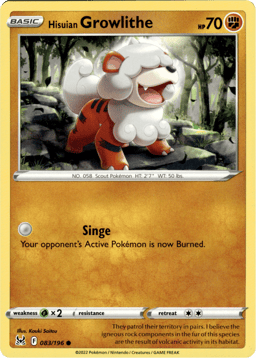 2022 Hisuian Growlithe #83 Lost Origin