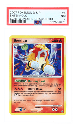 2007 Pokemon Diamond and Pearl Secret Wonders Promo Cracked Ice Holo Entei #4 PSA 7