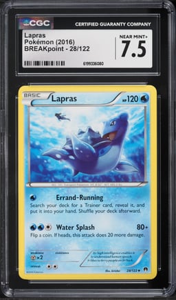 2016 Pokemon XY Breakpoint Lapras #28 CGC 7.5 NRMT+