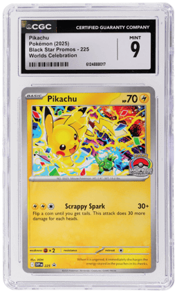 2025 Pokemon Scarlet and Violet Promo Worlds Celebration Pikachu #225 CGC 9
