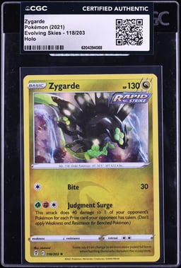 2021 Pokemon Sword & Shield Evolving Skies Holo Zygarde #118 CGC AUTH