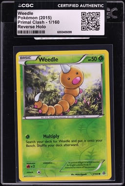 2015 Pokemon XY Primal Clash Reverse Holo Weedle #1 CGC AUTH