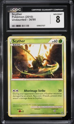 2010 Pokemon HeartGold & SoulSilver Undaunted Scyther #36 CGC 8 NM-MT