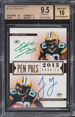 2013 Panini Pen Pals Eddie Lacy Johnathan Franklin ROOKIE AUTO BGS 9.5 GEM MINT