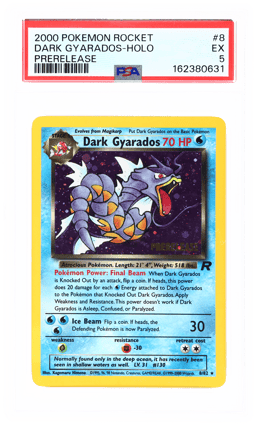 2000 Pokemon Team Rocket League Prerelease Holo Dark Gyarados #8 PSA 5