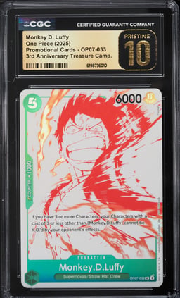 2025 One Piece Promo 3rd Anniversary Treasure Monkey D. Luffy #OP07-033 CGC 10 PRISTINE
