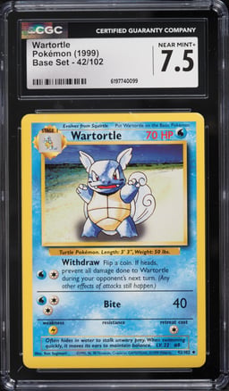 1999 Pokemon Base Set Wartortle #42 CGC 7.5 NRMT+