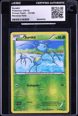 2015 Pokemon XY Primal Clash Reverse Holo Surskit #13 CGC AUTH