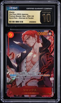 2024 One Piece Japanese Premium Booster Best Alt Art Shanks #OP01-120 CGC 10 PRISTINE