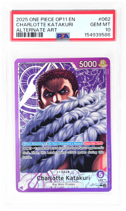 2025 One Piece A Fist of Divine Speed Alternate Art Charlotte Katakuri #OP11-062 PSA 10