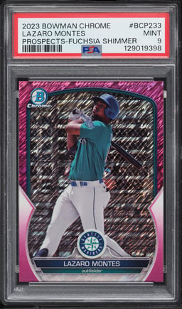 2023 Bowman Chrome Fuchsia Shimmer Lazaro Montes PROSPECT /199 #BCP233 PSA 9 MINT
