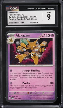 2024 Pokemon Scarlet & Violet Twilight Masquerade Surging Sparks Alakazam #82 CGC 9 MINT